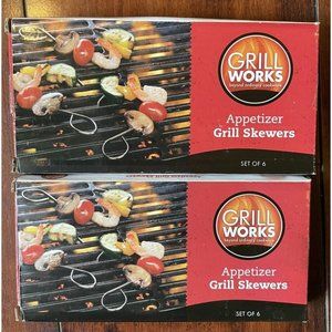 Grill Works Appetizer Grill Skewers - 2 sets of 6 (12 total) New in Box